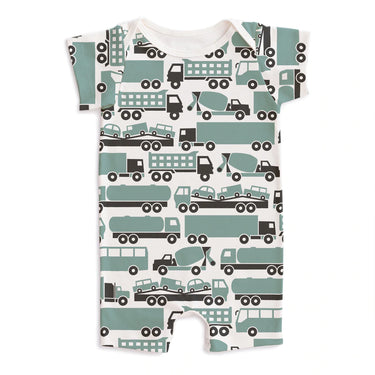 Winter Water Factory Summer Romper. Big Rigs Surf Blue